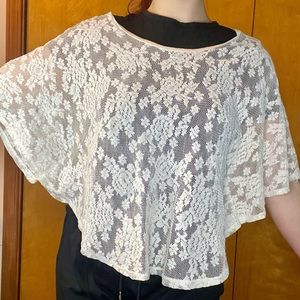 White Maurice's lace poncho over shirt size M